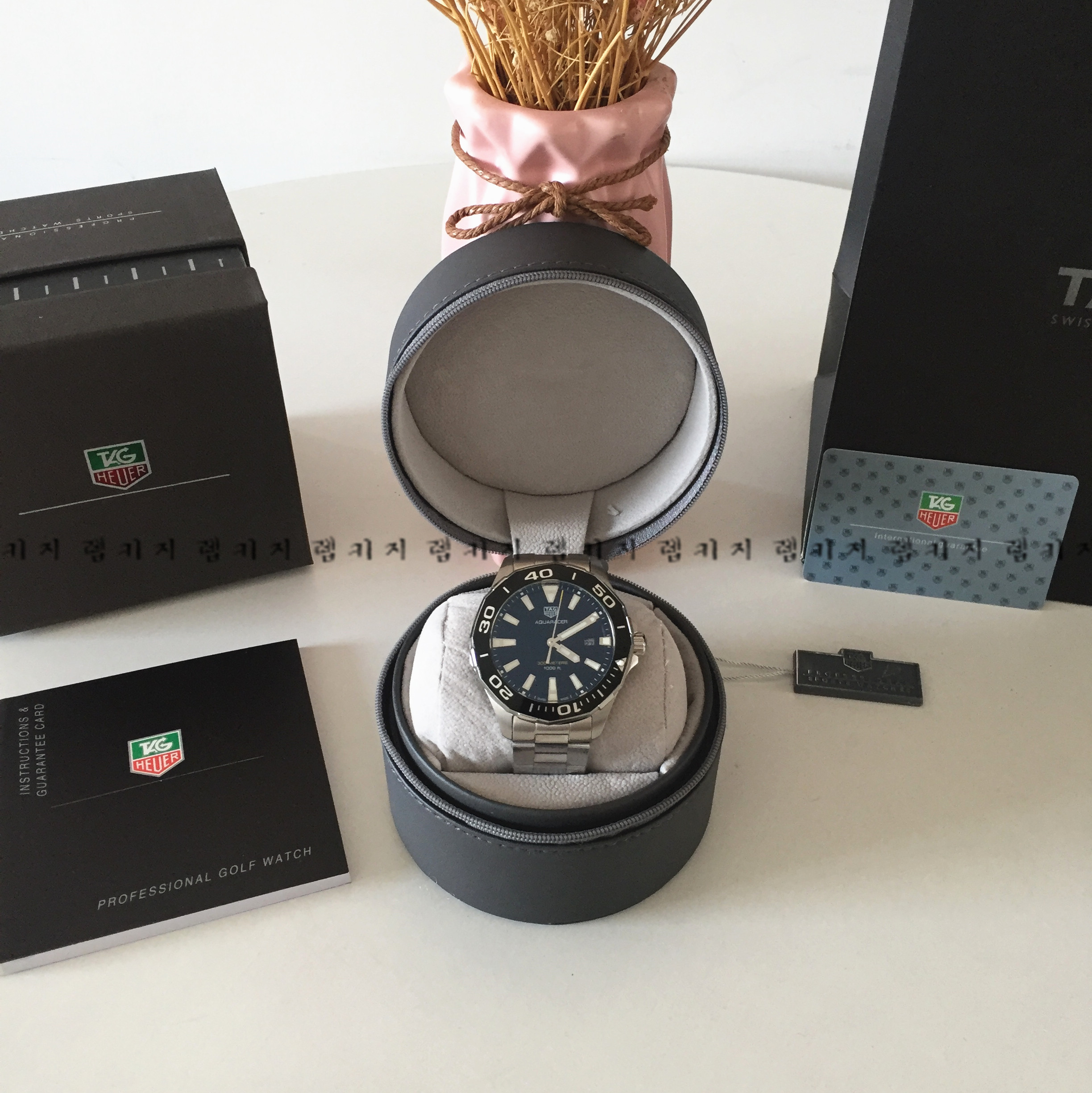 태그호이어 아쿠아레이서 300 블랙 메탈시계